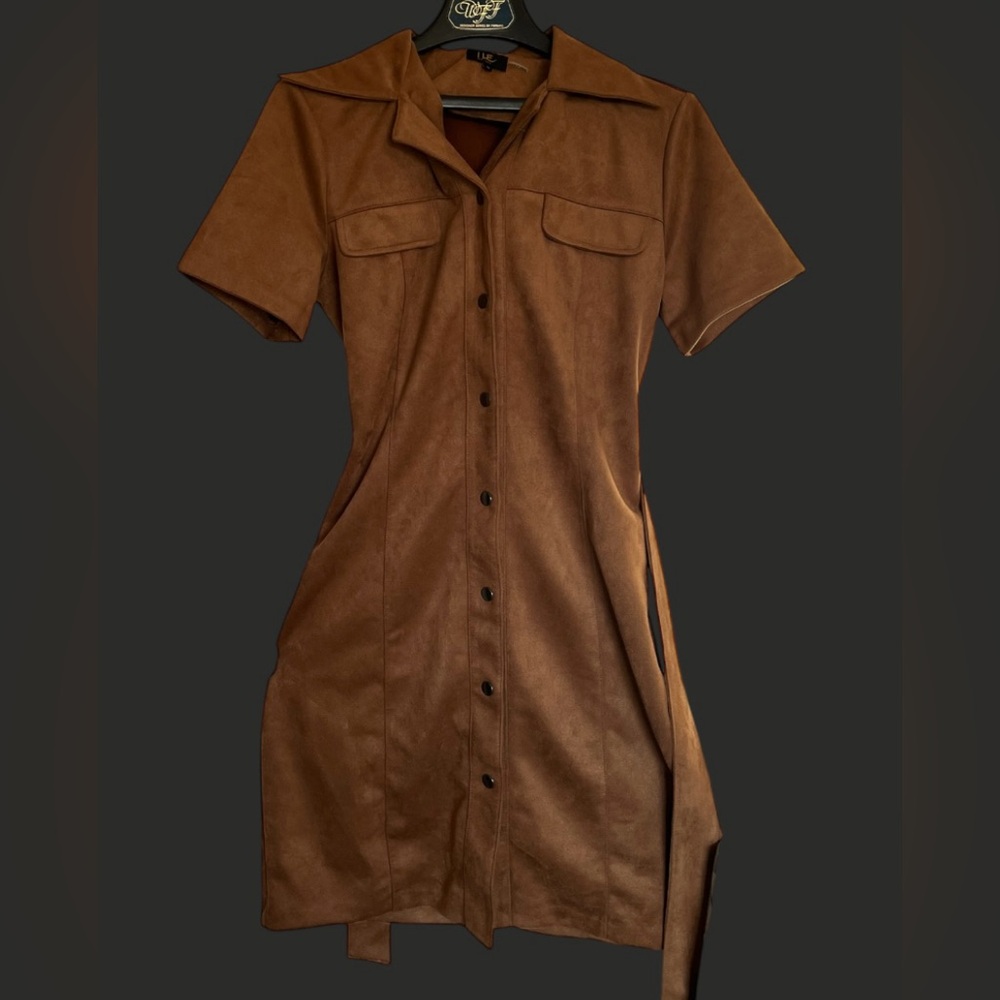 Suede Button-up Dress